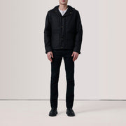 
Black Waxed Cotton Canvas Hooded Jacket - عرض خلفي يوضح تفصيل الأكتاف المتقن والحاشية النظيفة