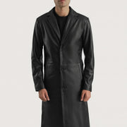 
تفاصيل مقربة of Notch & Button Hardware on Mateo Black Leather Single Breasted Coat