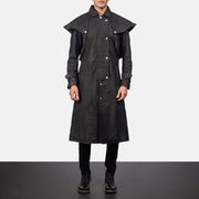 
Maverick أسود Leather Duster رجالي in Distressed Black Sheepskin Snuffed - عرض أمامي وقَصّة مفصلة أنيقة | شراء أونلاين عبر المتجر الرسمي