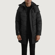 
Moore أسود Hooded Parka رجالي جلد بقر طبيعي أسود فاخر - عرض أمامي وقَصّة مفصلة أنيقة | شراء أونلاين عبر المتجر الرسمي