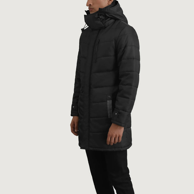Moore أسود Hooded Parka رجالي