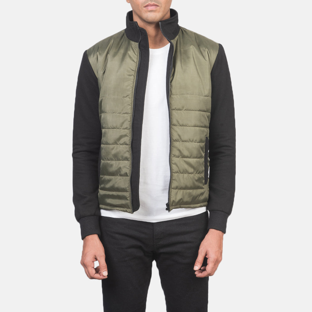 
Nashville مبطن ومحاك أخضر Windbreaker جاكيت جلد رجالي in Green & Black Nylon (Torso) &Amp; Knitted Fabric (Sleeves) - عرض أمامي وقَصّة مفصلة أنيقة | شراء أونلاين عبر المتجر الرسمي