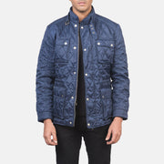 Men's Nelson مبطن أزرق Windbreaker جاكيت جلد رجالي in Blue Nylon - Front Profile View &amp; Tailored Silhouette | Buy Online