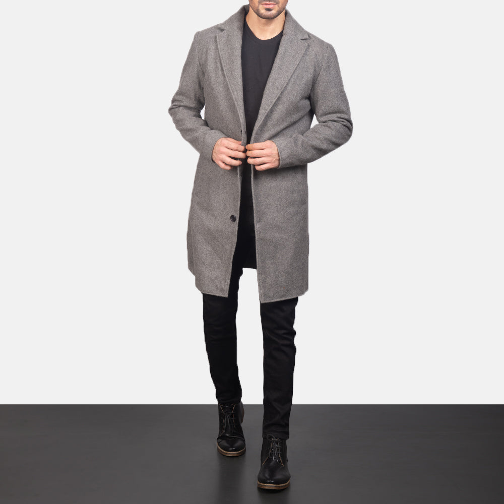 
Petrillo Grey Wool Single Breasted معطف جلد فاخر رجالي in Grey Synthetic Wool - عرض أمامي وقَصّة مفصلة أنيقة | شراء أونلاين عبر المتجر الرسمي