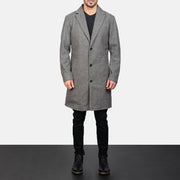 
Petrillo Grey Wool Single Breasted معطف جلد فاخر رجالي - عرض جانبي يوضح قَصّة الأكمام المريحة