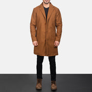 
تفاصيل مقربة of Notch & Button Hardware on Petrillo Khaki Wool Single Breasted معطف جلد فاخر رجالي