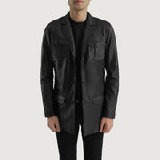 
Ray Cutler Black Leather Blazer in Black Sheepskin Leather - عرض أمامي وقَصّة مفصلة أنيقة | شراء أونلاين عبر المتجر الرسمي