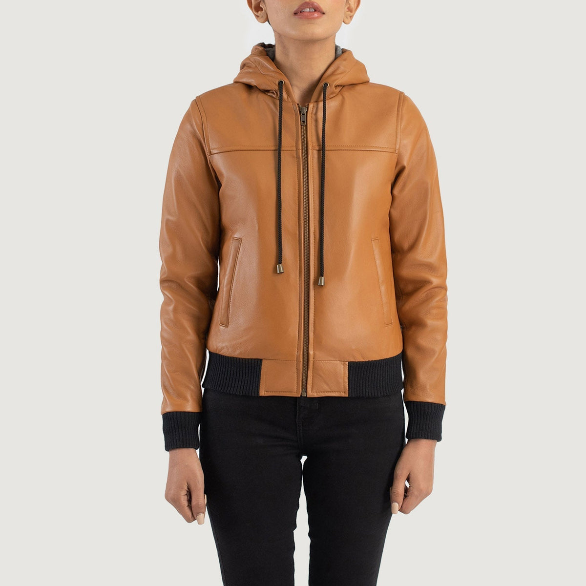 
Rebella Hooded جاكيت بومبر جلد نسائي – alternate product view 4