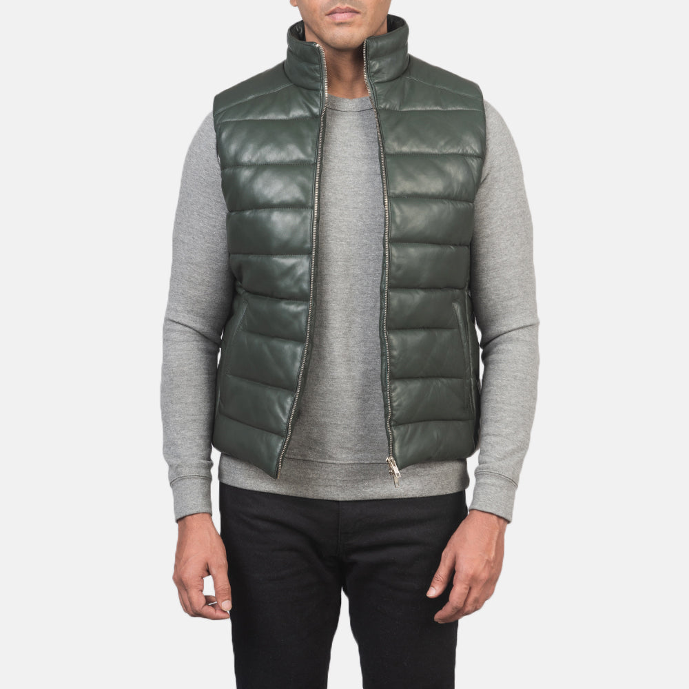 
Reeves أخضر Leather فيست صدرية مبطن رجالي in Green Sheepskin Leather - عرض أمامي وقَصّة مفصلة أنيقة | شراء أونلاين عبر المتجر الرسمي