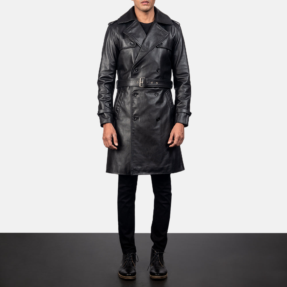 
Royson أسود Leather Duster معطف جلد فاخر رجالي in Black Cowhide Leather - عرض أمامي وقَصّة مفصلة أنيقة | شراء أونلاين عبر المتجر الرسمي