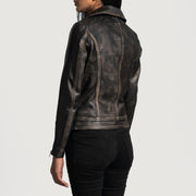 Rumy عنابي جاكيت بايكر جلد نسائي – alternate product view 5