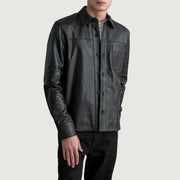 
Black Sheepskin leather Jacket - عرض خلفي يوضح تفصيل الأكتاف المتقن والحاشية النظيفة