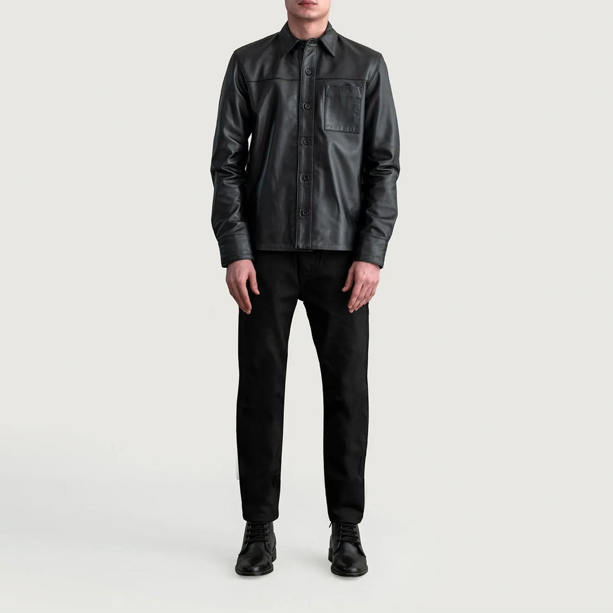 
تفاصيل مقربة of Shirt & Buttons Hardware on Scout أسود Leather Shirt رجالي