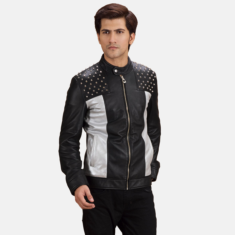 
Shapron مرصع بمسامير معدنية جاكيت بايكر جلد طبيعي رجالي in Black Sheepskin Leather - عرض أمامي وقَصّة مفصلة أنيقة | شراء أونلاين عبر المتجر الرسمي