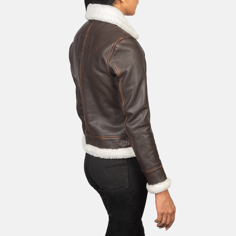 
Sherilyn B-3 أسود جاكيت بومبر جلد نسائي – alternate product view 5