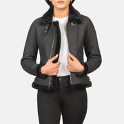 
Sherilyn B-3 Distressed Black Leather Bomber Jacket in Distressed Black Sheepskin Snuffed - عرض أمامي وقَصّة مفصلة أنيقة | شراء أونلاين عبر المتجر الرسمي