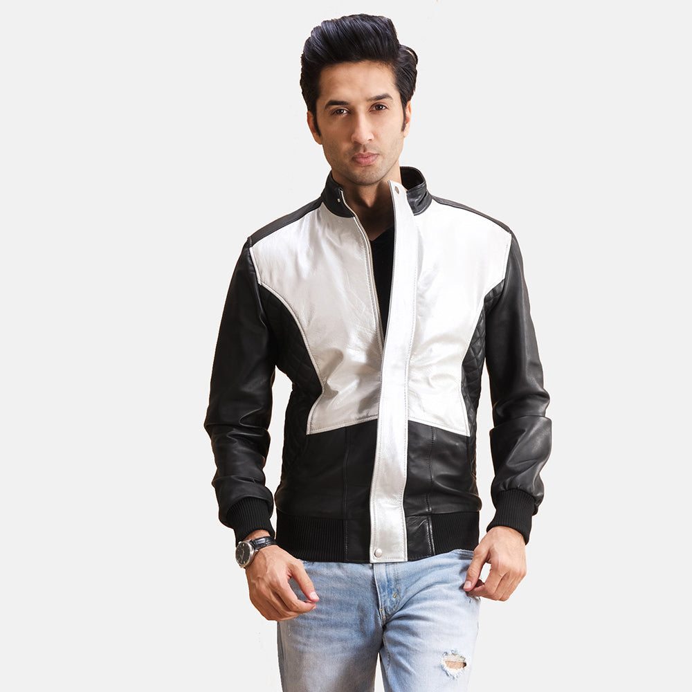 
Spade Silver أسود جاكيت بومبر جلد رجالي in Black Sheepskin Leather - عرض أمامي وقَصّة مفصلة أنيقة | شراء أونلاين عبر المتجر الرسمي