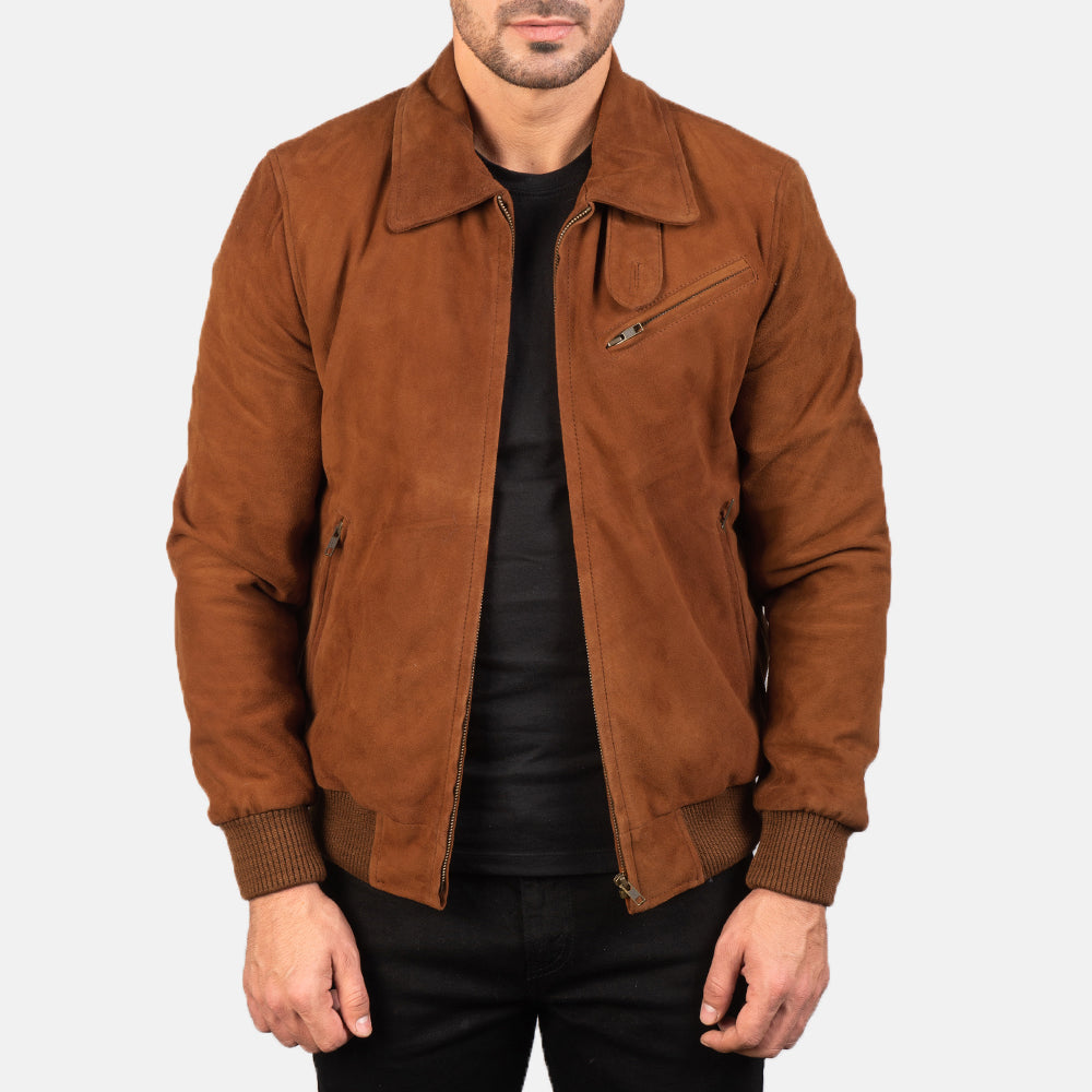 
Tomchi بيج تان Suede جاكيت جلد رجالي in Brown Goatskin Suede - عرض أمامي وقَصّة مفصلة أنيقة | شراء أونلاين عبر المتجر الرسمي