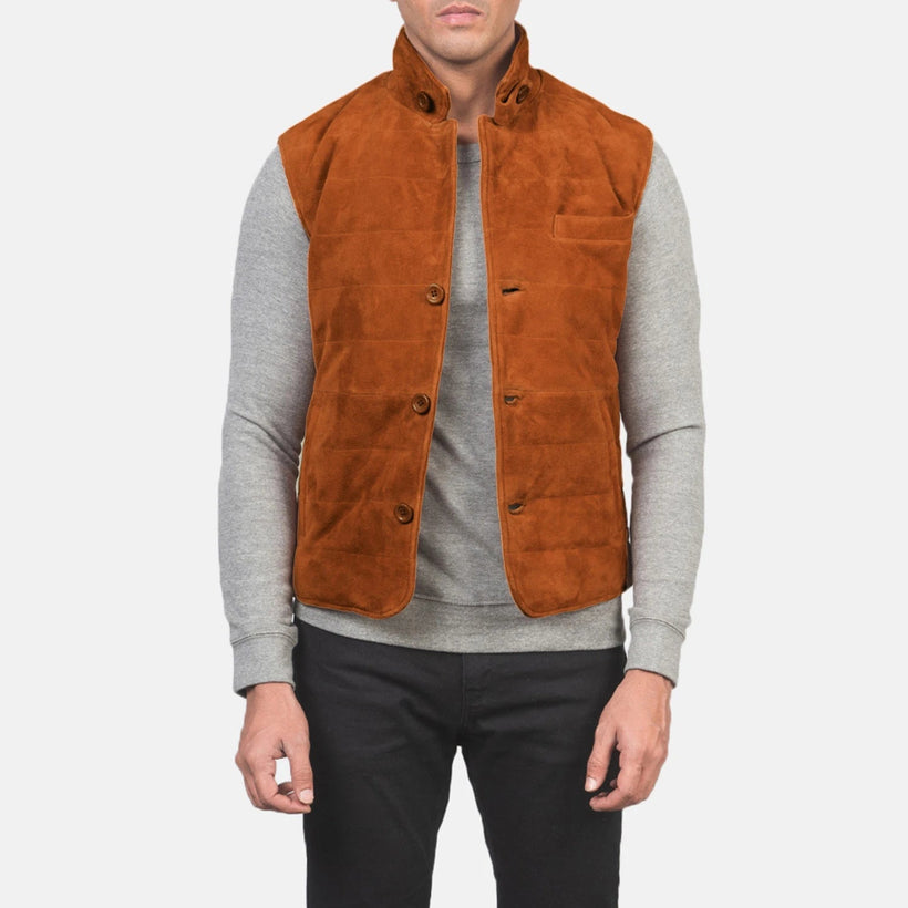 Tony بني Suede Vest رجالي