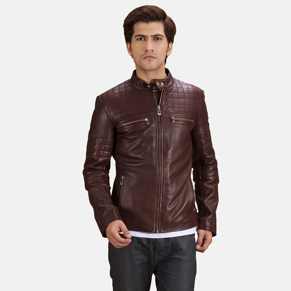 
Urbane مبطن ومحاك عنابي جاكيت بايكر جلد طبيعي رجالي in Maroon Sheepskin Leather - عرض أمامي وقَصّة مفصلة أنيقة | شراء أونلاين عبر المتجر الرسمي