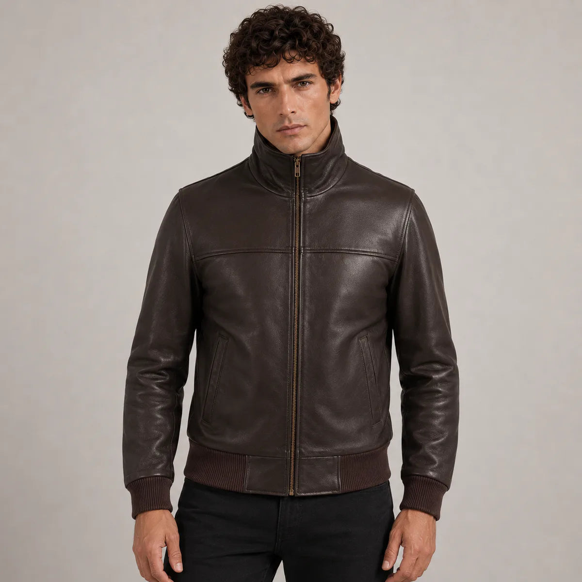 
Dark بني Sheepskin جاكيت بومبر جلد رجالي in Dark Brown Authentic Sheepskin &Amp; Shearling - عرض أمامي وقَصّة مفصلة أنيقة | شراء أونلاين عبر المتجر الرسمي