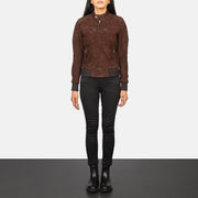 
Zenna Mocha Suede Bomber Jacket - عرض جانبي يوضح قَصّة الأكمام المريحة